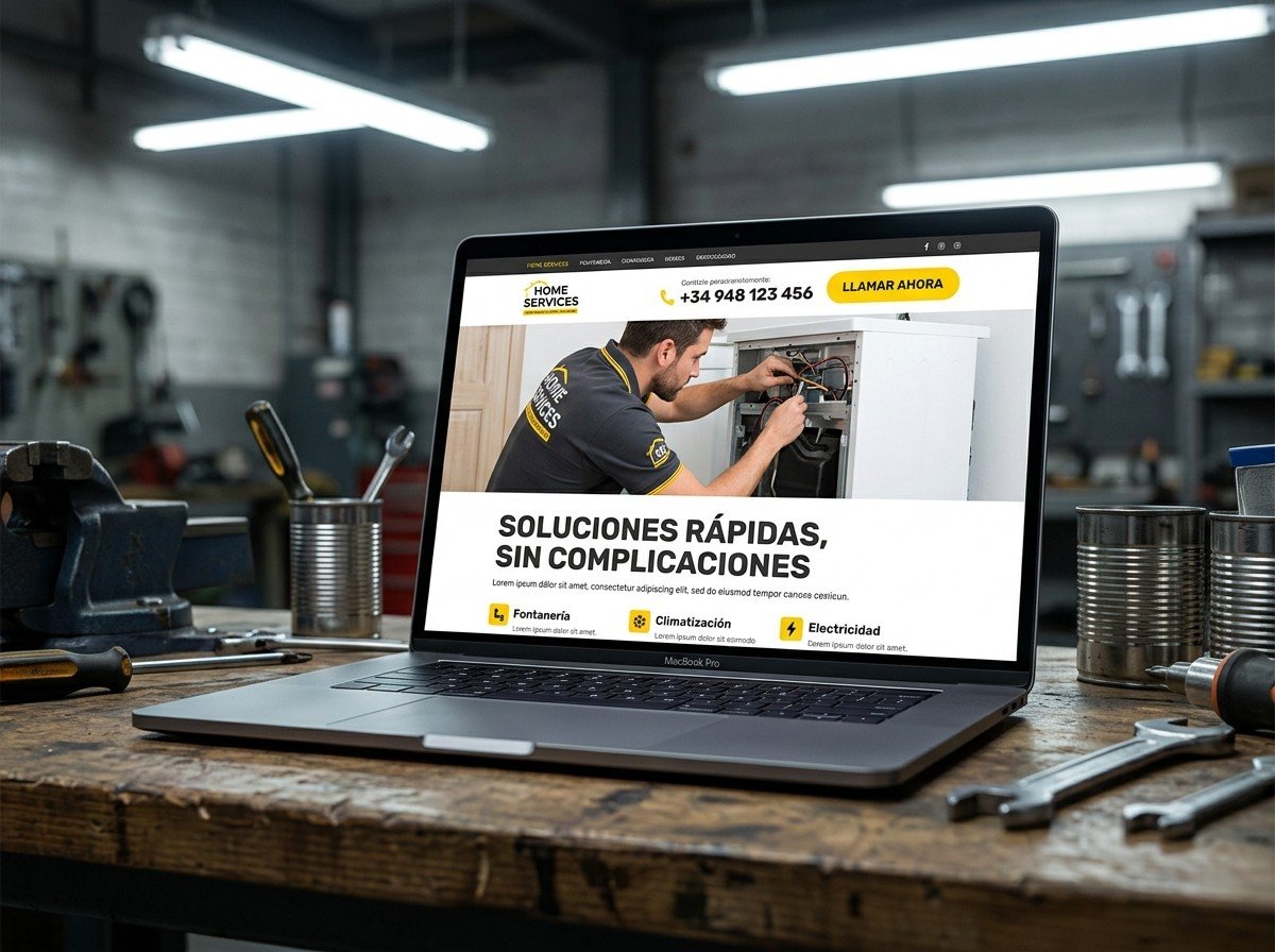 Concepto de web para Fontanería y electricidad